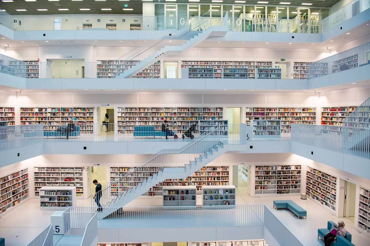 The bookstore interior with shelves of books